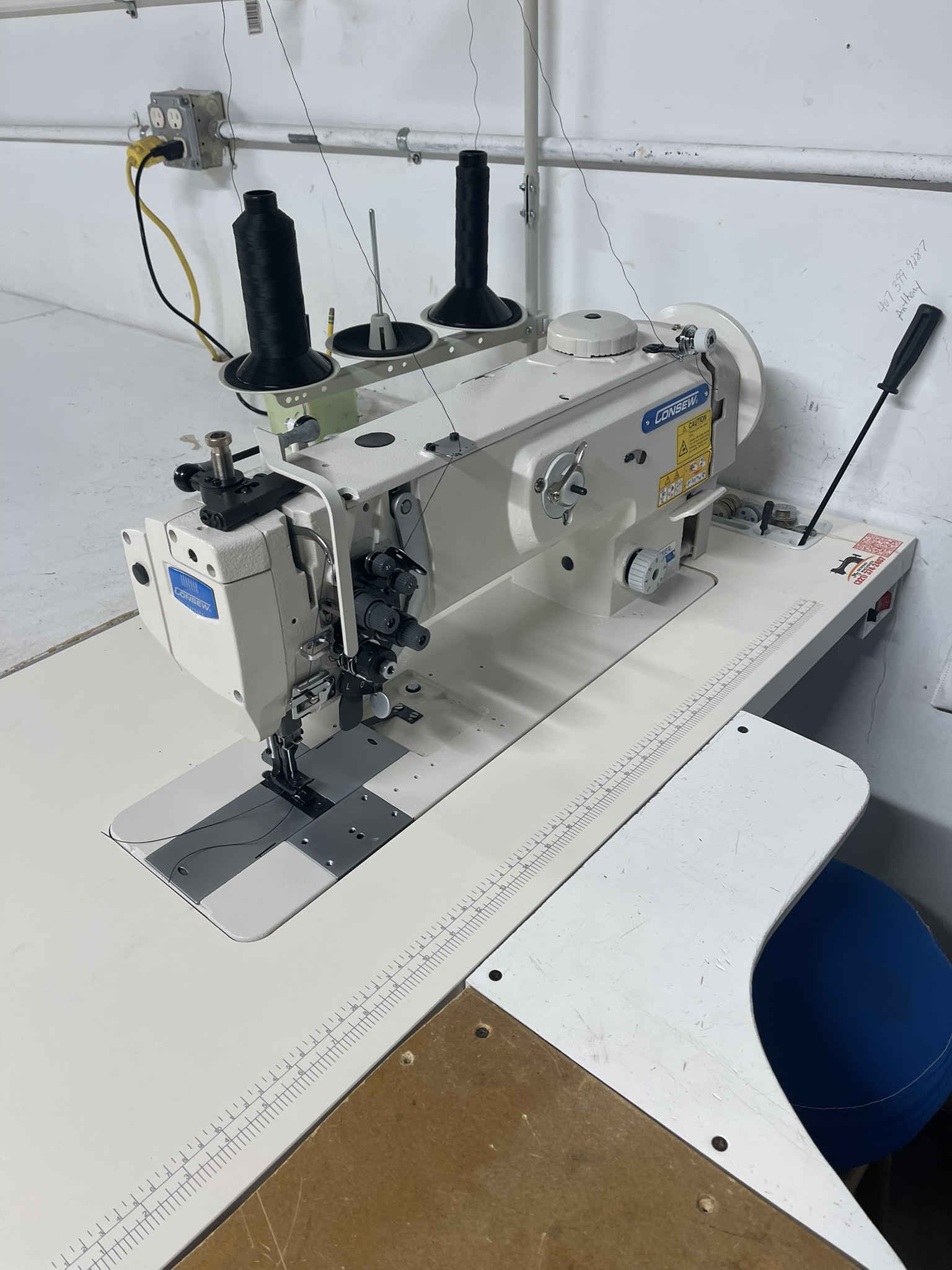 Industrial sewing machine in the workshop